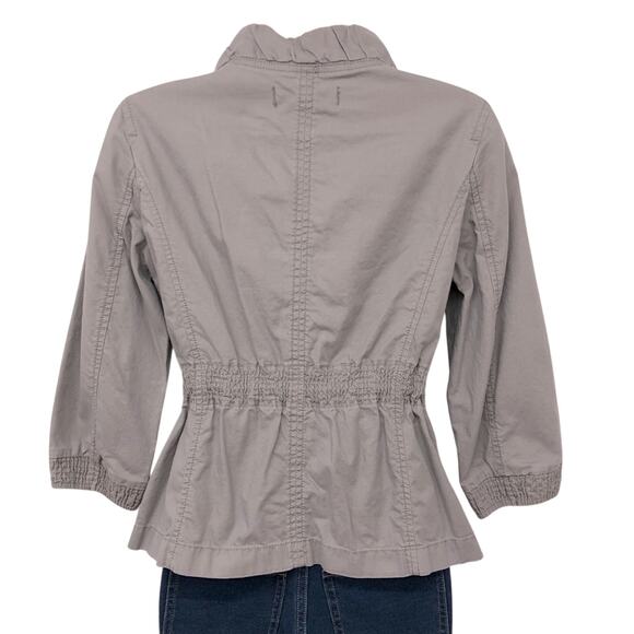 Ann Taylor Loft Gray Utility Cargo Jacket Multiple Pockets Adjustable Tie Waist - Picture 2 of 16